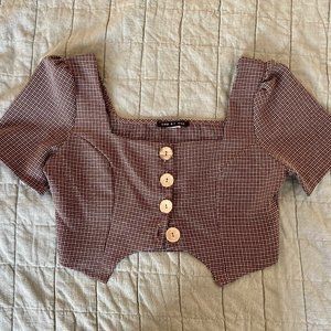 One by One Funky Checked Crop Top